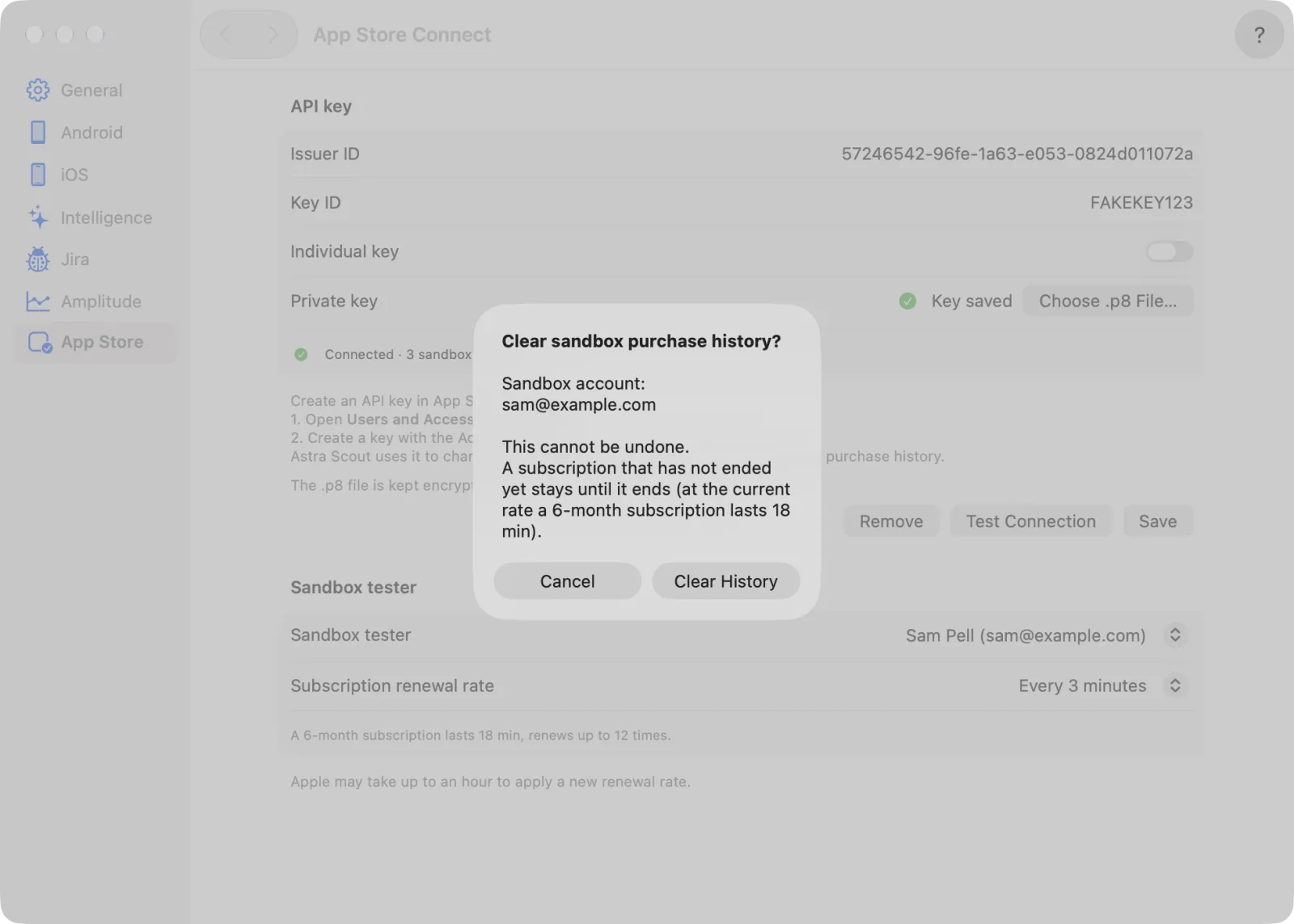 The confirmation dialog