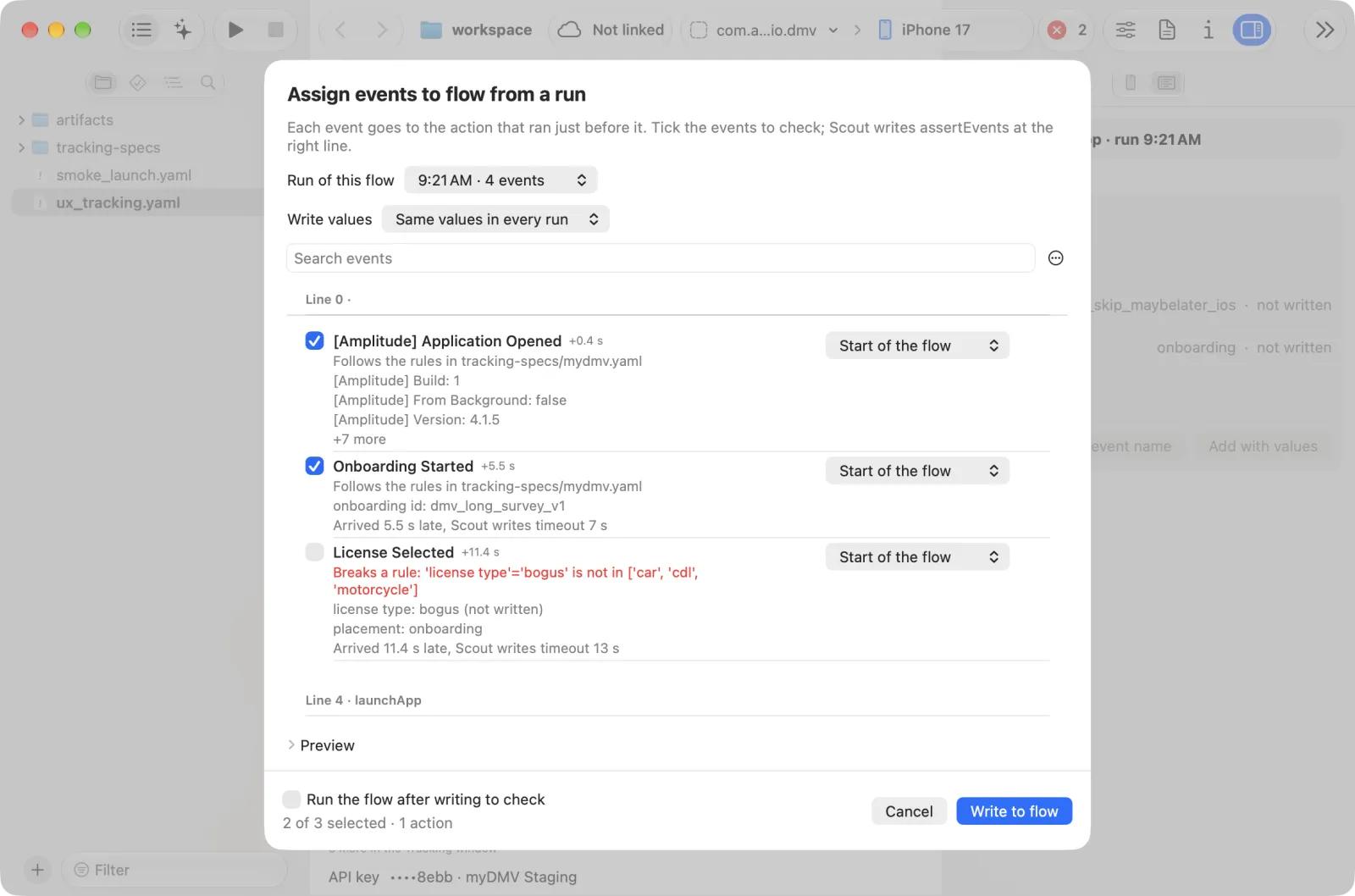 The Assign events to flow from a run sheet