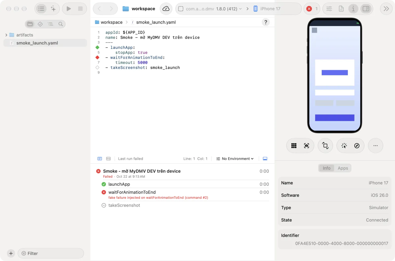 The Info pane with the apps installed on the device