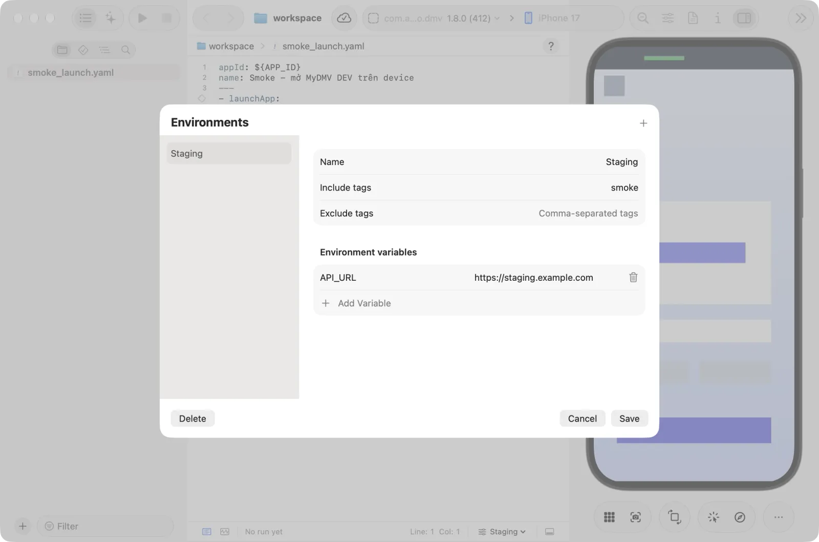 An environment with the SANDBOX_PASSWORD variable