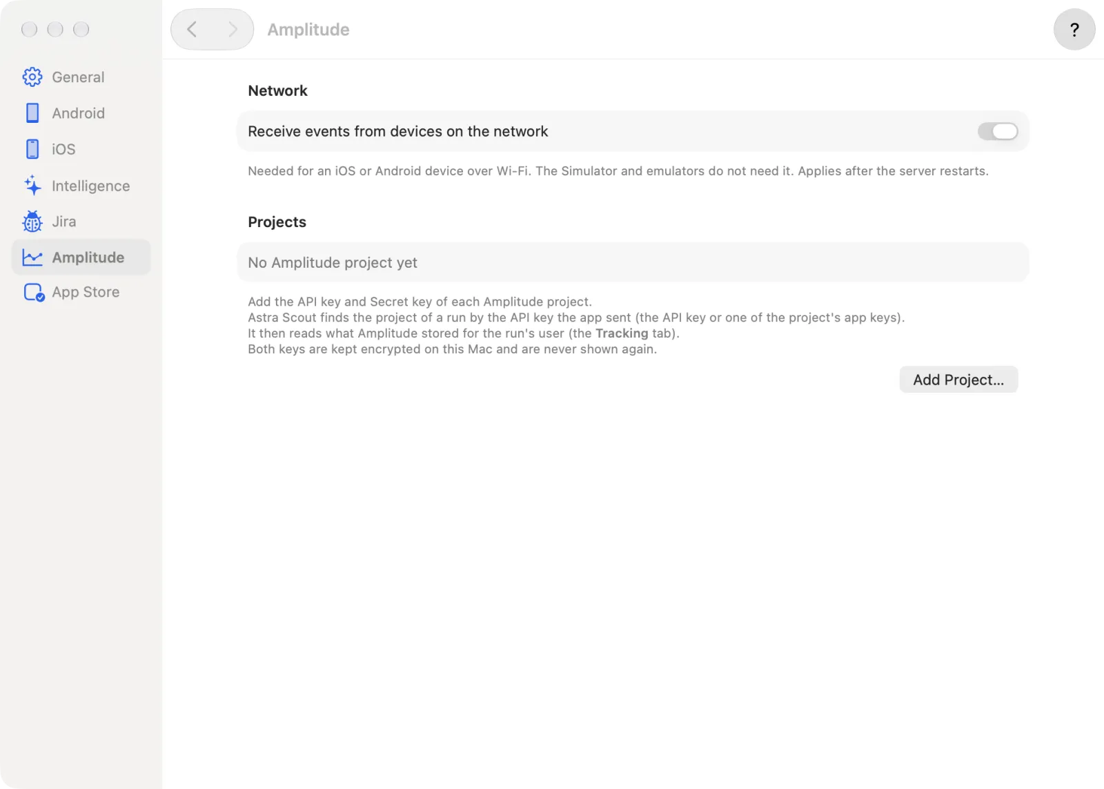 Settings → Amplitude with one project