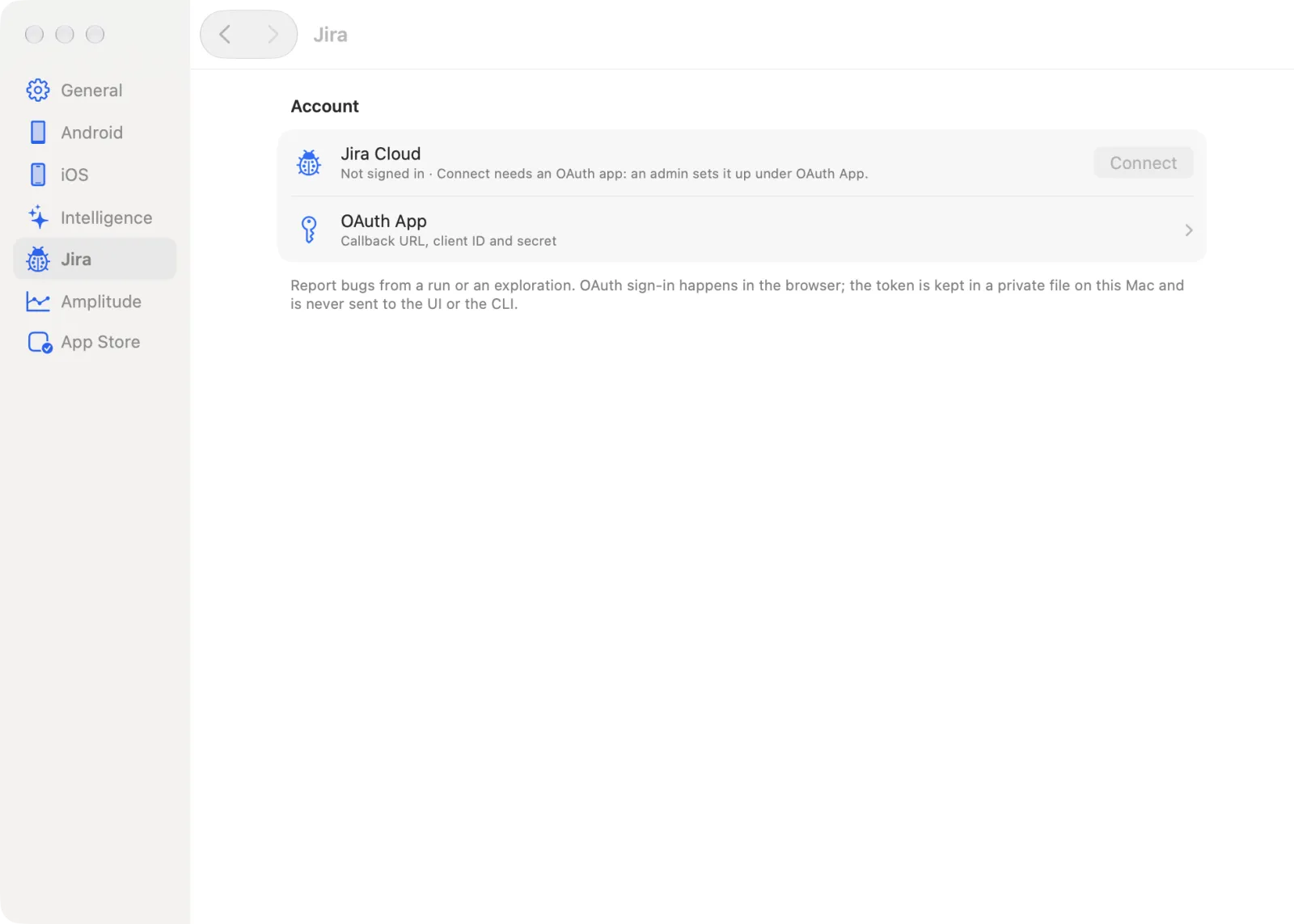 Settings, Jira