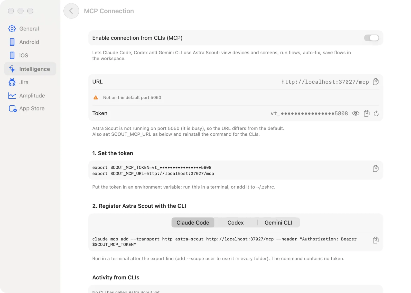 Settings, MCP Connection