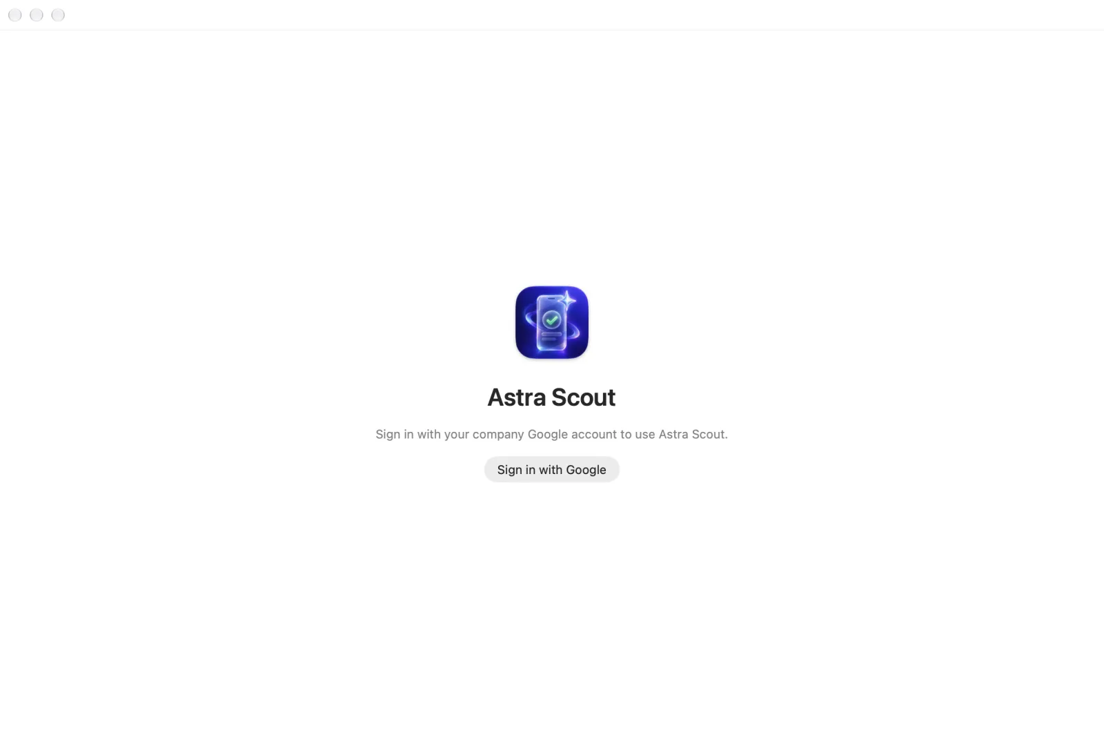 The sign-in screen with Sign in with Google