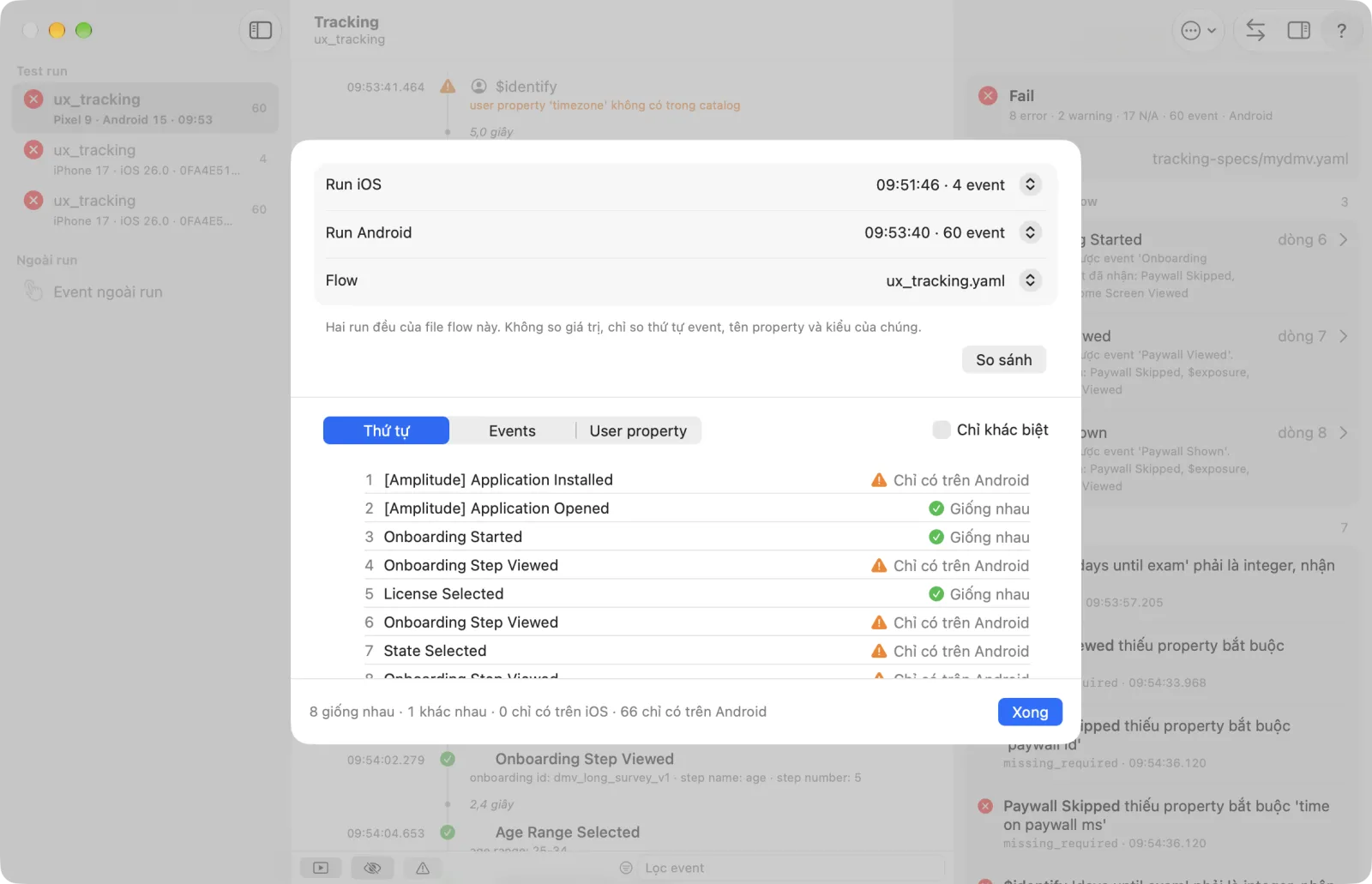 Kết quả So sánh iOS ↔ Android…